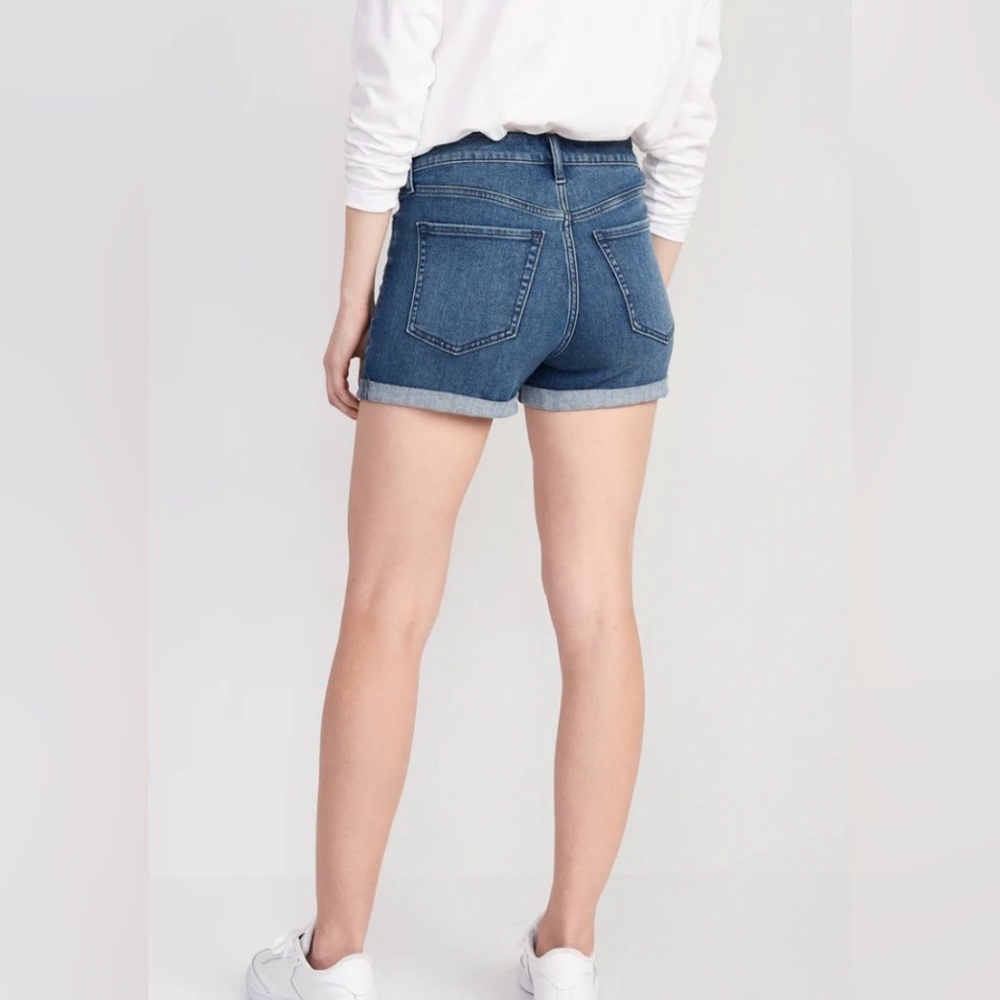 H&M Dark Blue Roll-Cuff Denim Shorts